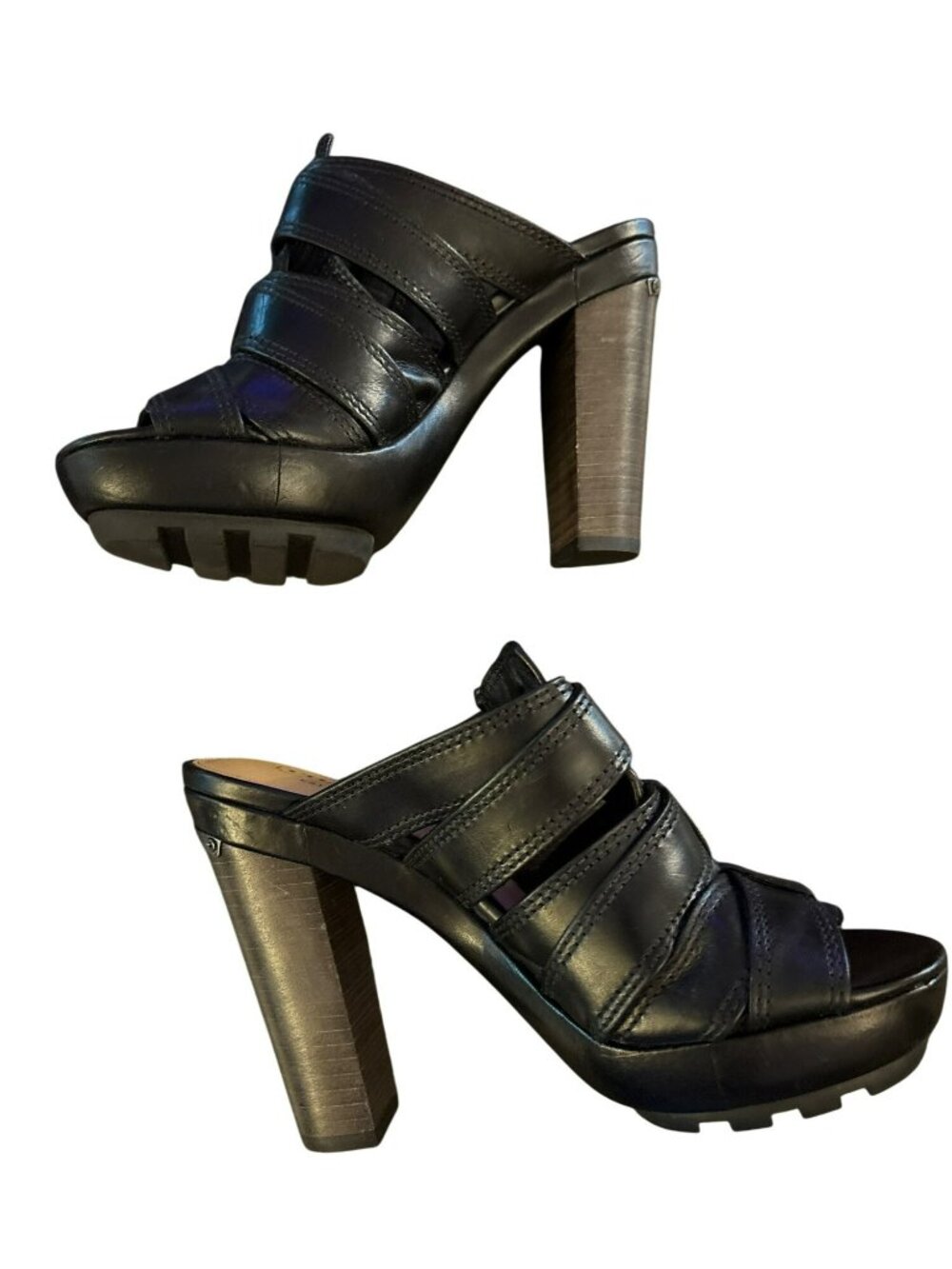 Vintage Coach Paddy Vachetta Leather A3625  Stacked Block Heel Sandals 7.5 B
